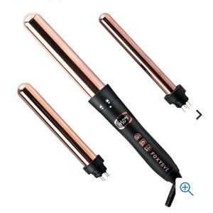 FoxyBae The Trinity 3-in-1 Interchangeable Curling Wand Hair Tool Rose Gold NIB